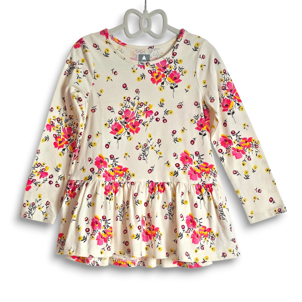 GAP Cream and Pink Floral Long Sleeve Tee